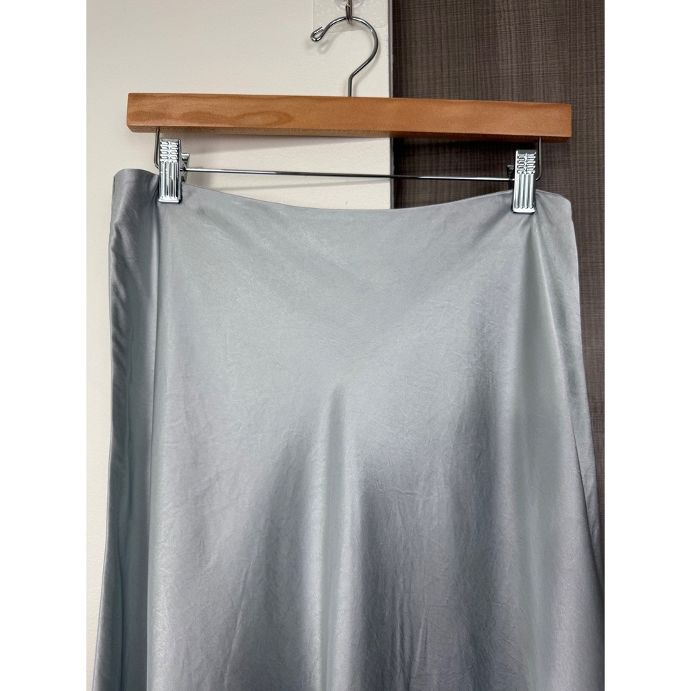 Massimo Dutti Silver Maxi Slip Skirt‎ Satin Metallic Elegant Size 8 - Picture 3 of 10